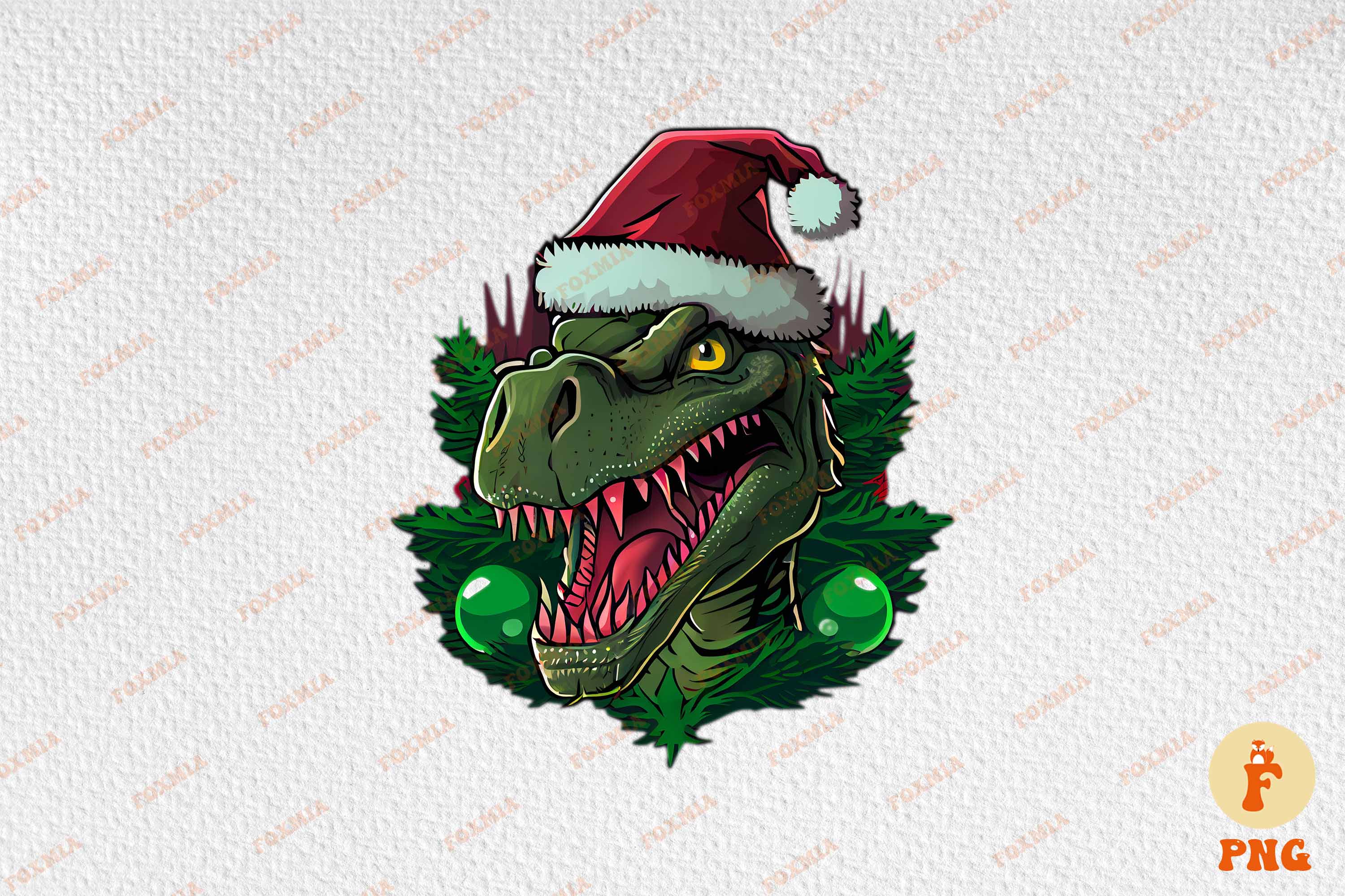 Enchanting image of a dinosaur in Santa's hat.