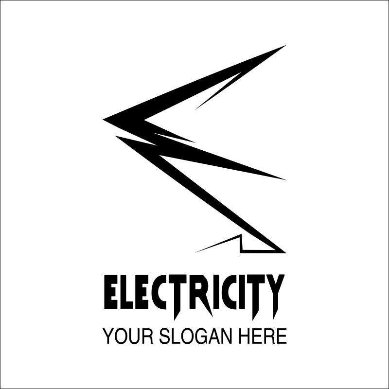 Black electricity logo design with the light background.