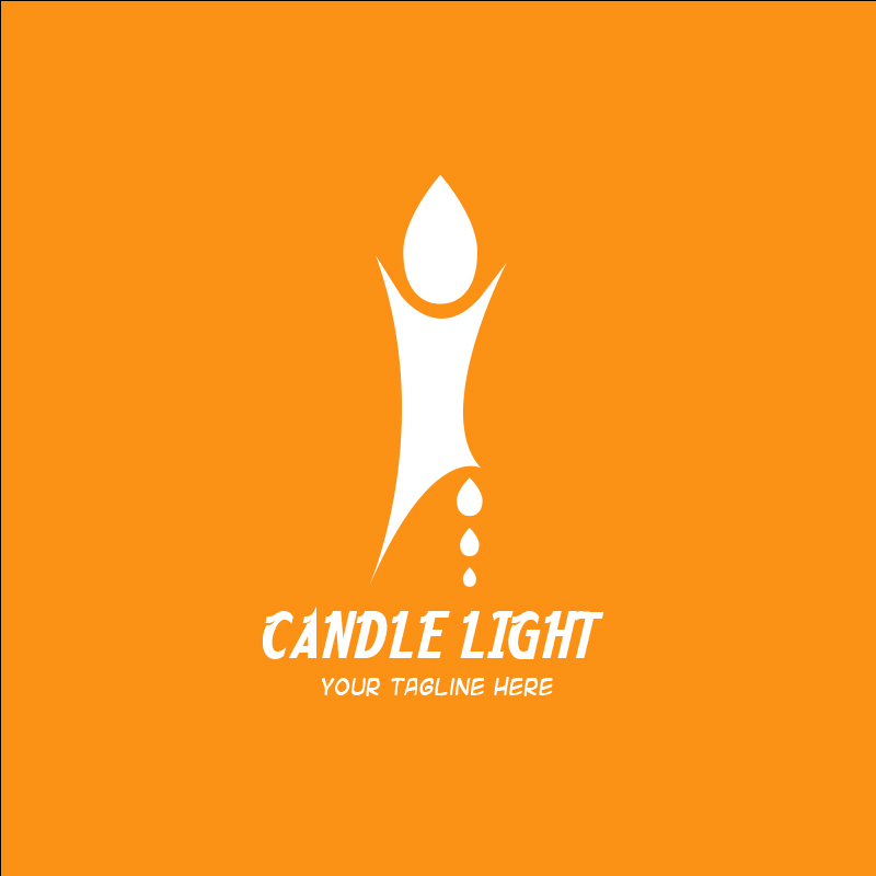 White Candle Light Logo with orange background.