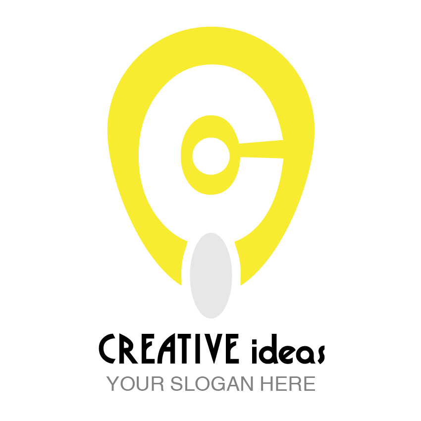 Creative Idea Negative Space Logo Yellow Design cover image.