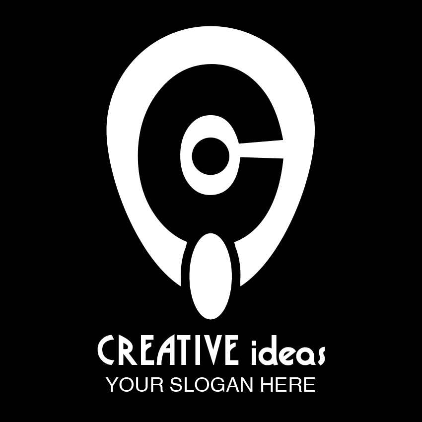 Creative Idea Negative Space Logo Black and White Design cover image.