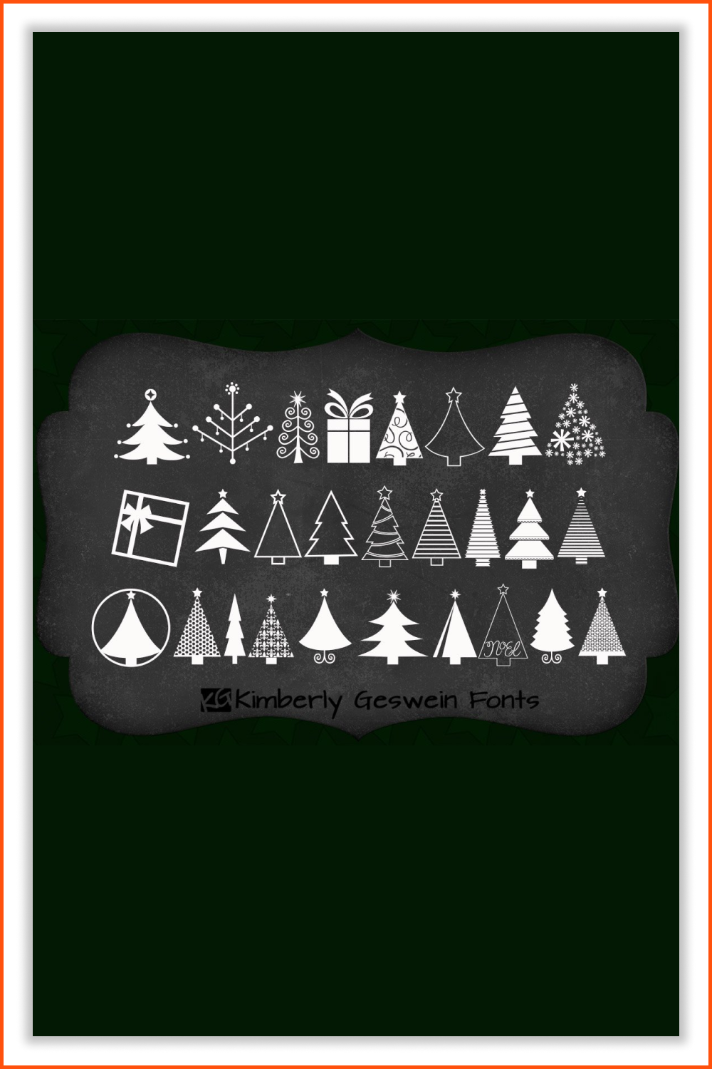 Christmas Trees icons on a dark background.