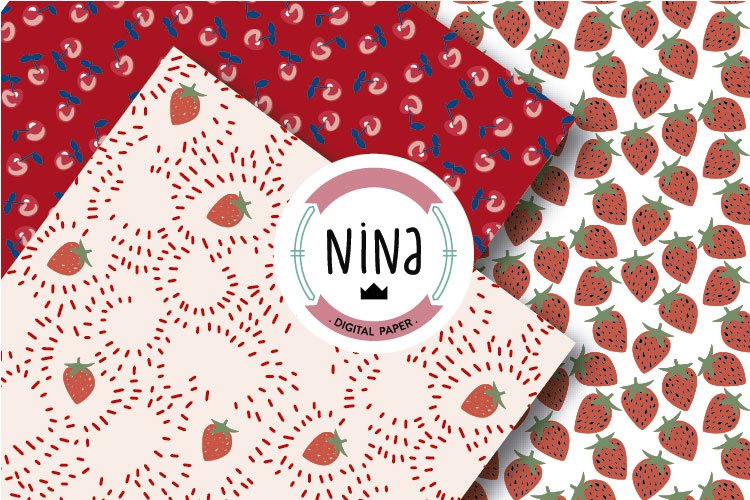 Patterns with the red fruits prints.