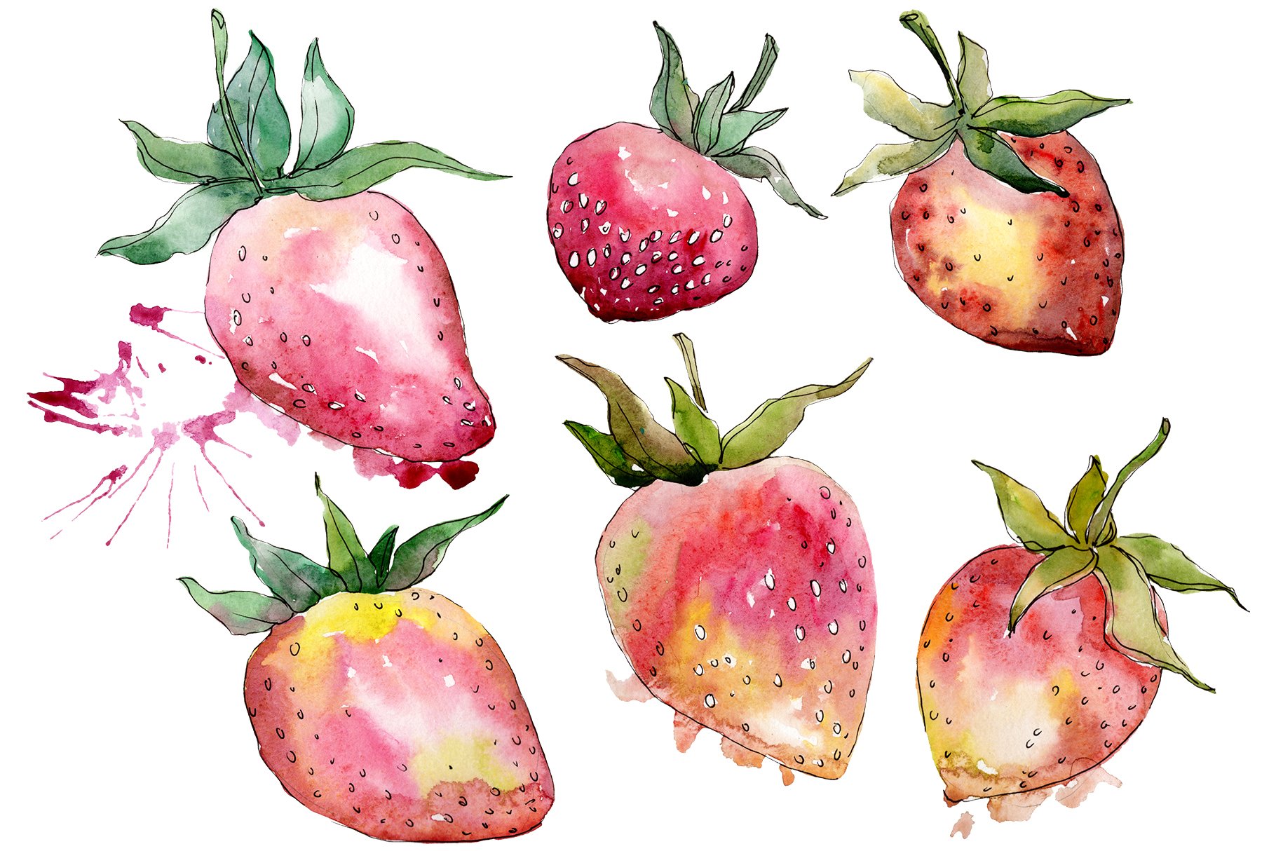 Cool and realistic strawberries illustrations.
