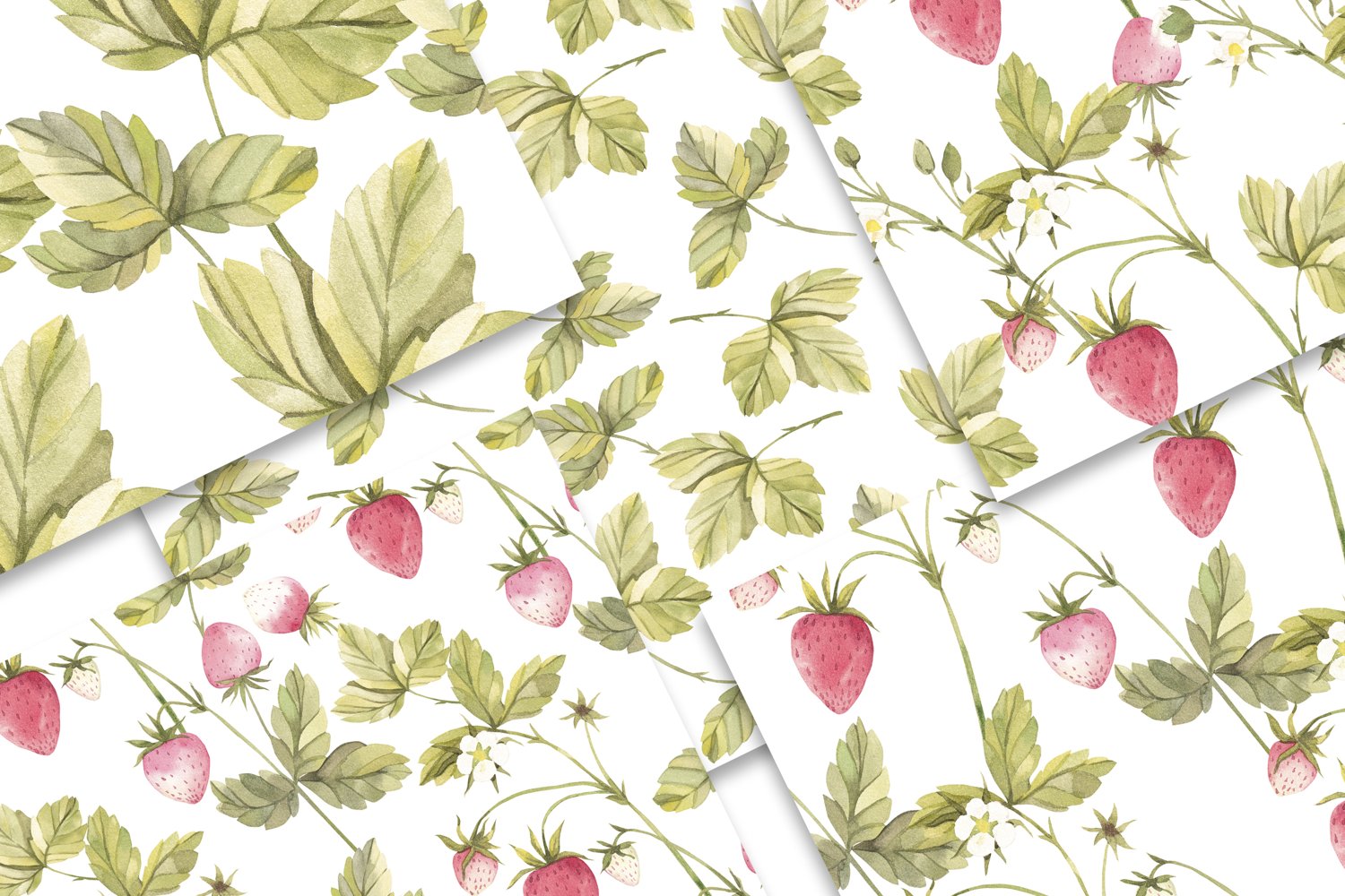 Watercolor seamless pattern with strawberries.