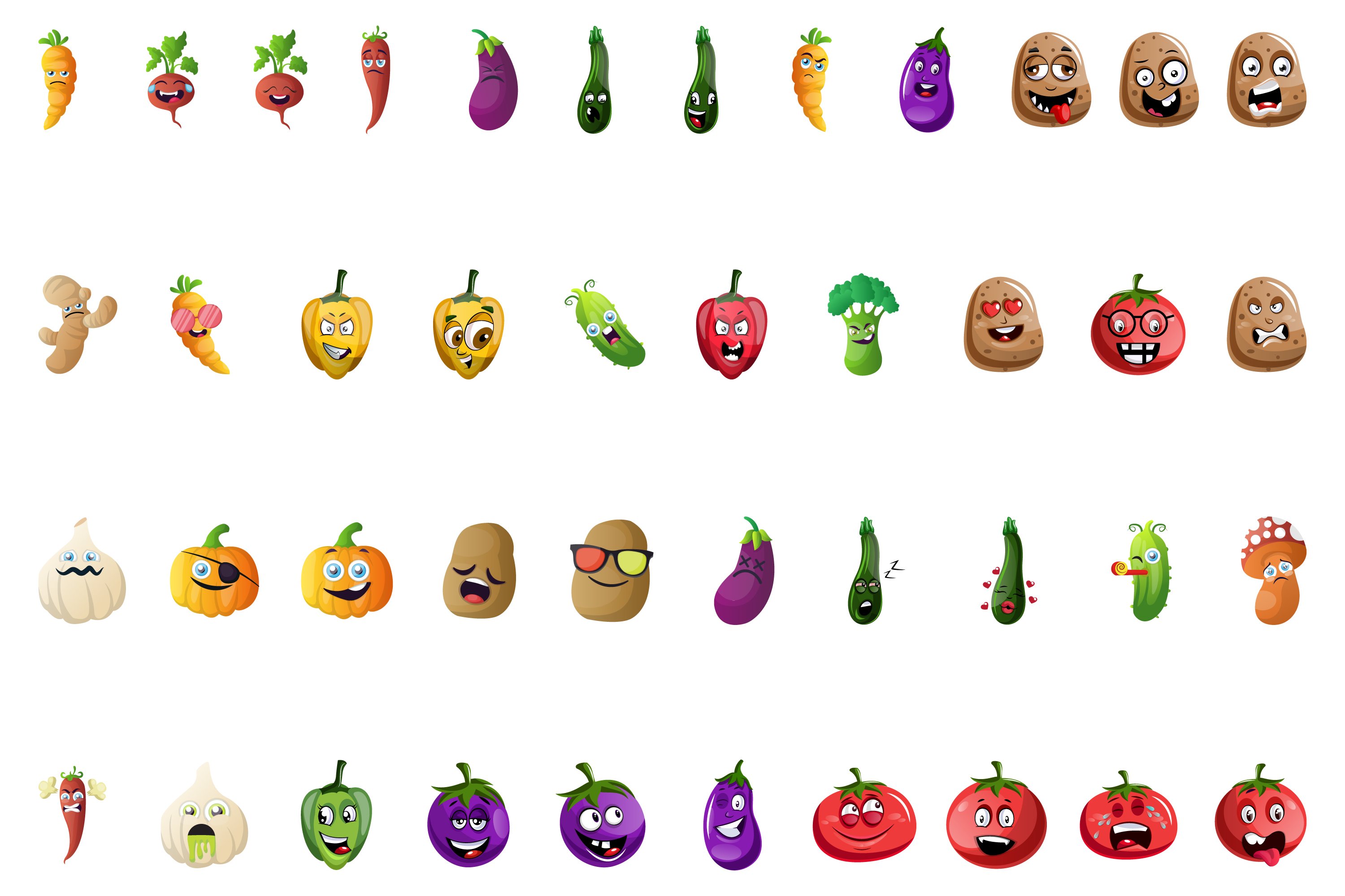 Diverse of vegetables for the food illustrations.