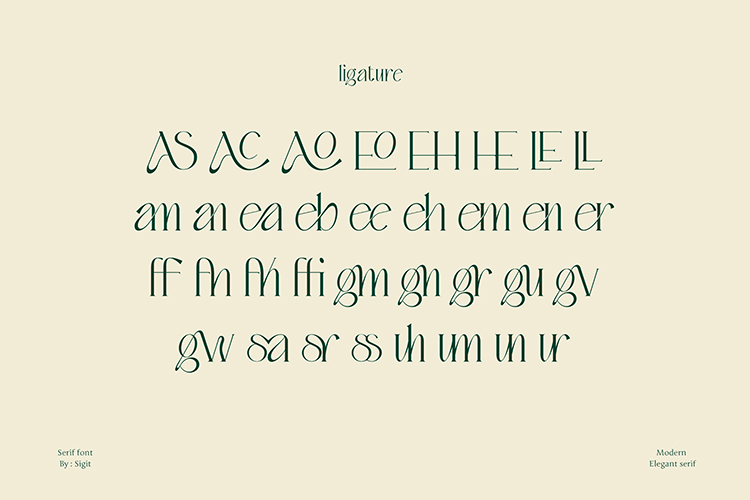 Alena Serif Font ligature presentation.