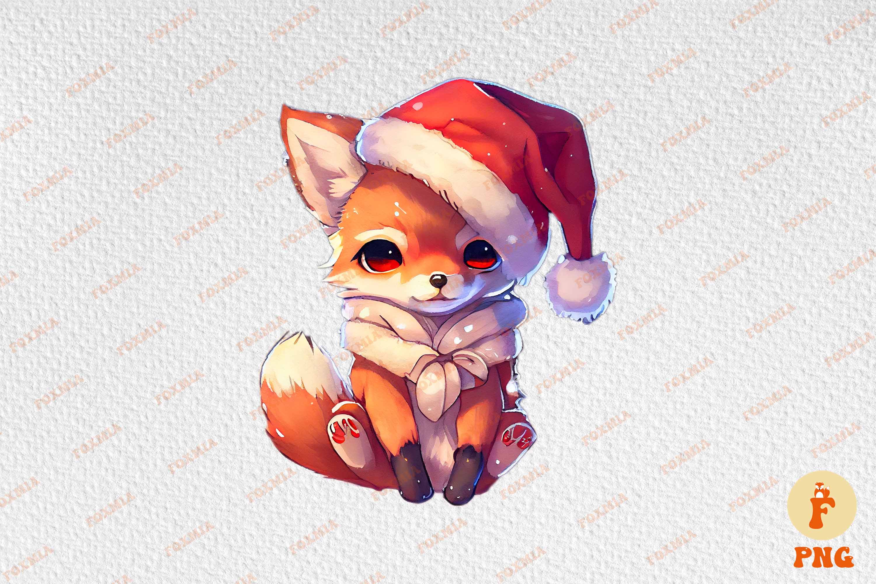 Enchanting image of a fox in Santa's hat.