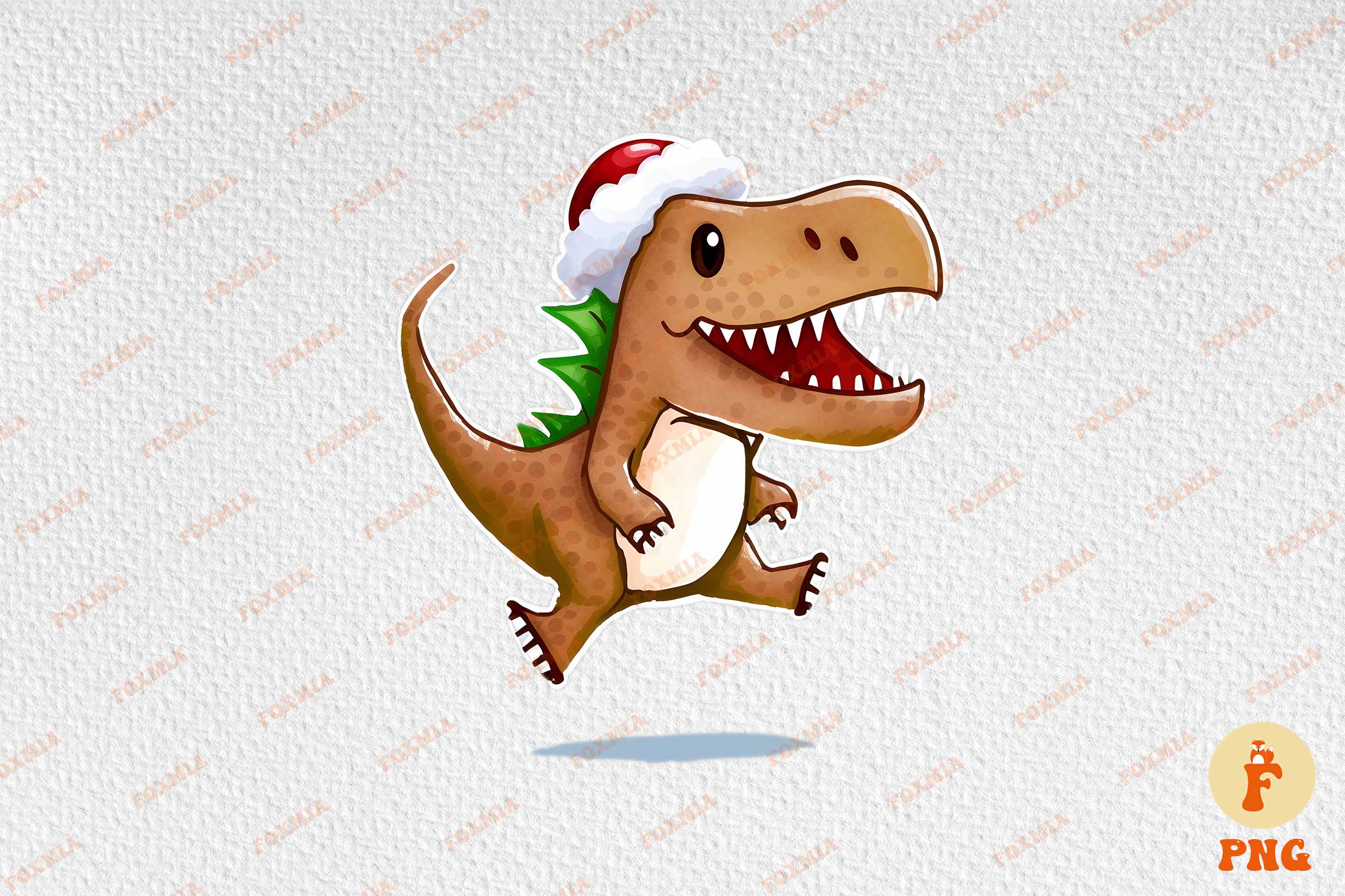 Amazing image of dinosaur wearing santa hat.