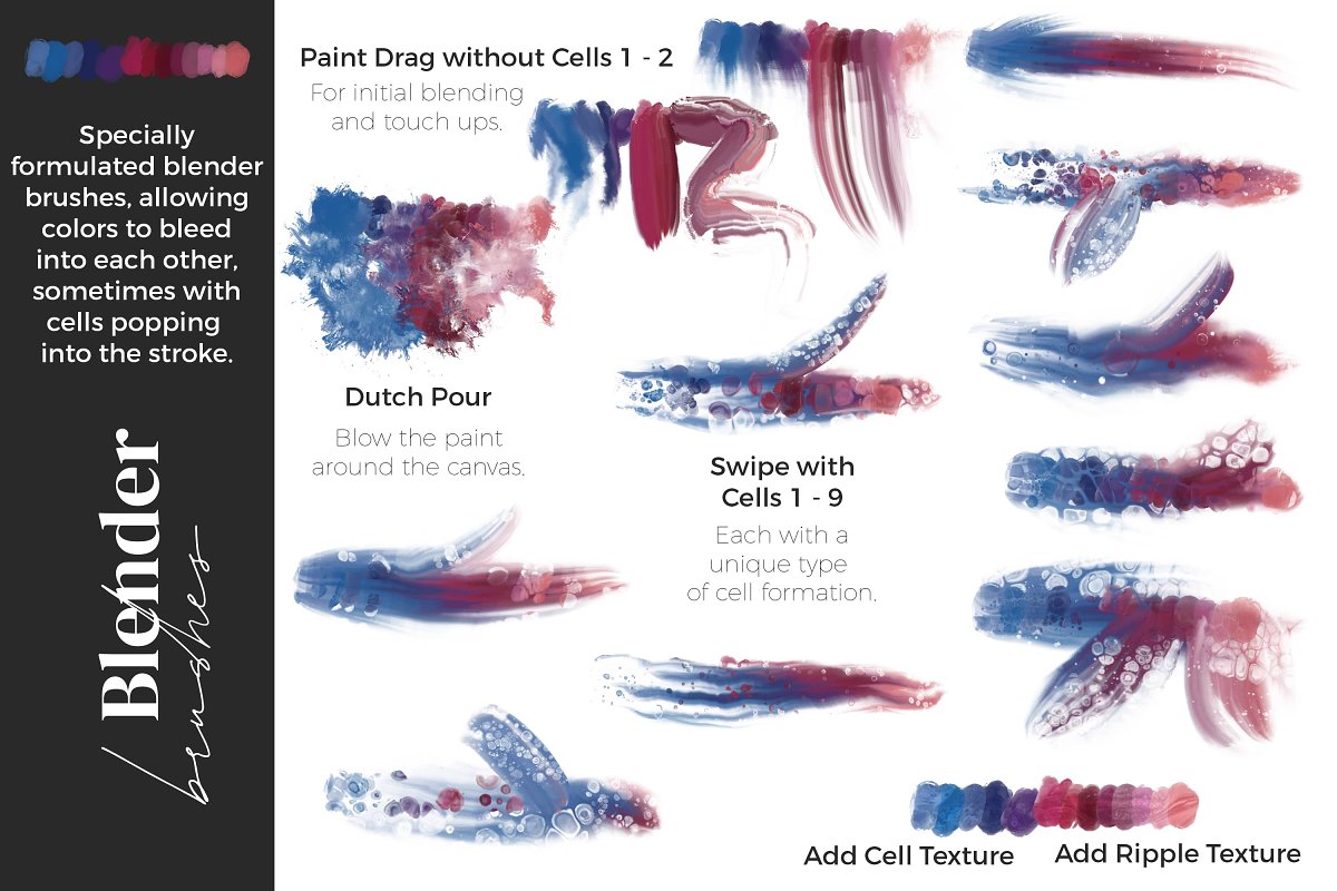 Blender brushes that allow you to bleed colors into each other.