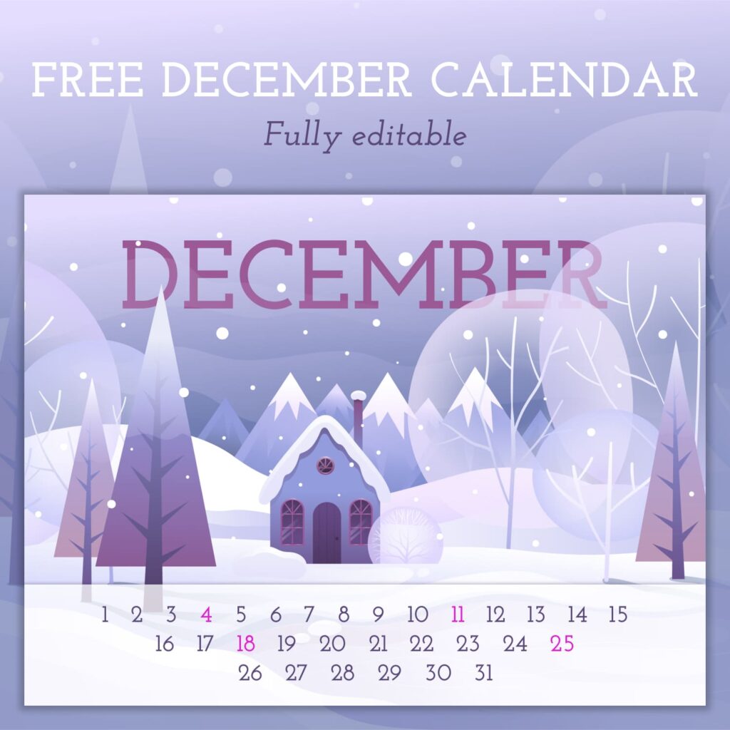 Free December Printable Calendar MasterBundles