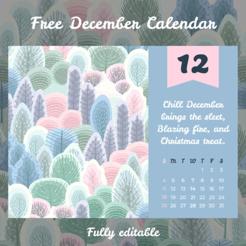 Free December Cute Calendar.