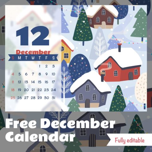 Free Printable December Calendar.