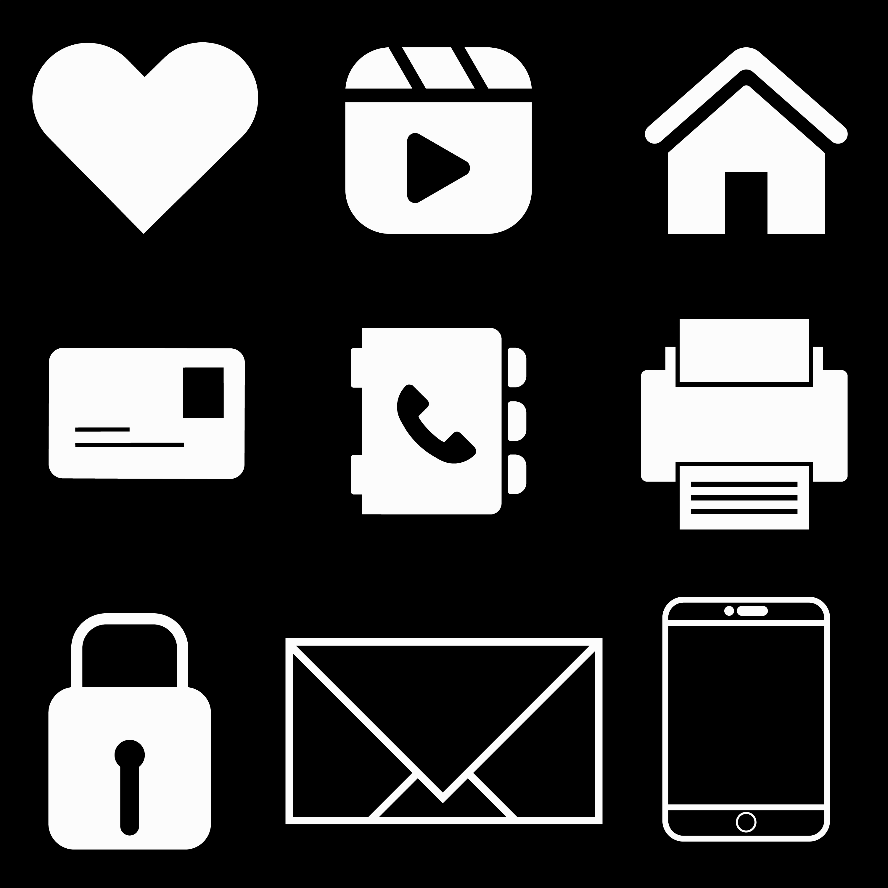 9 Premium HD Vector Icons on the dark background.
