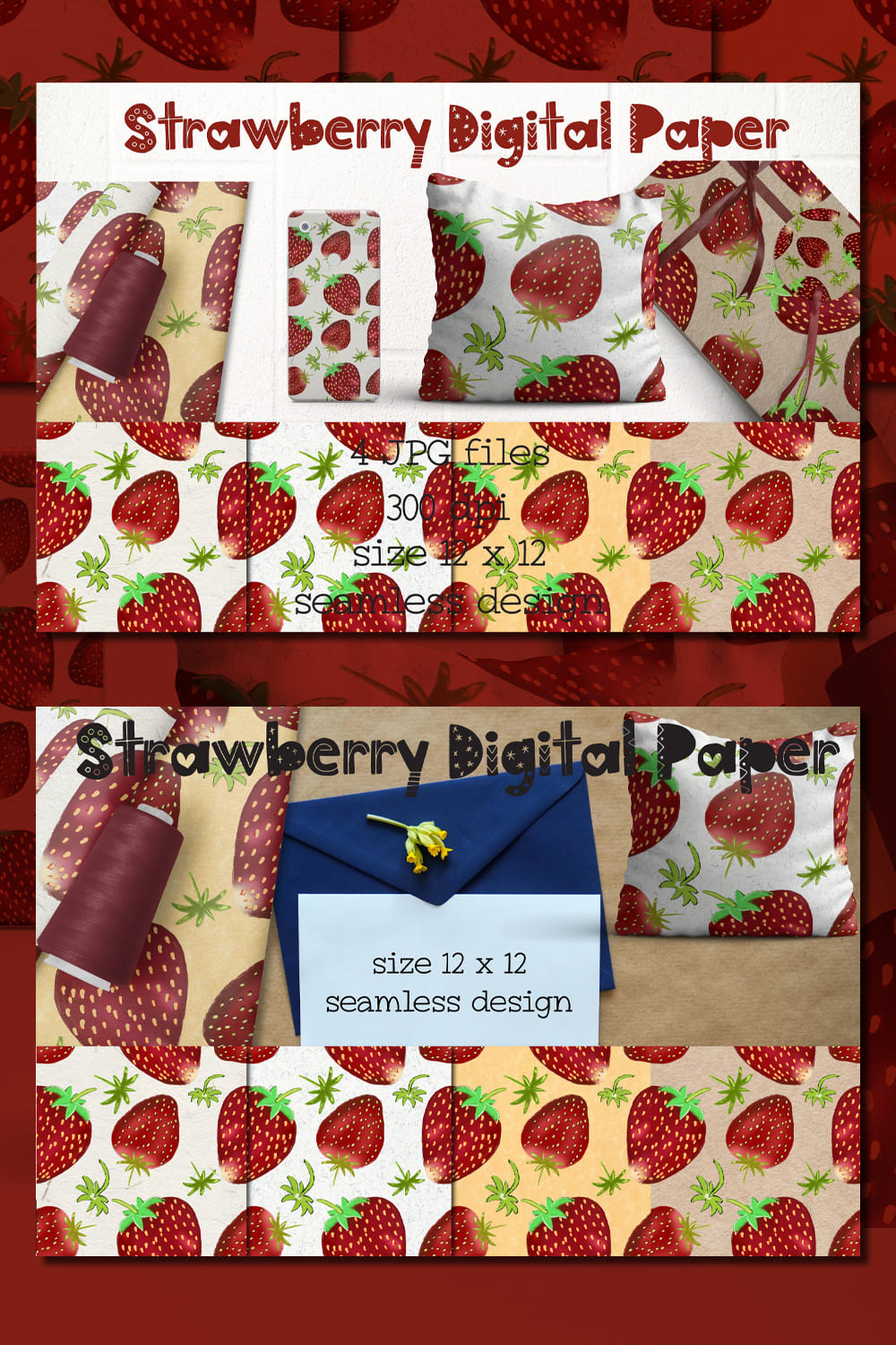 Strawberry Background - pinterest image preview.