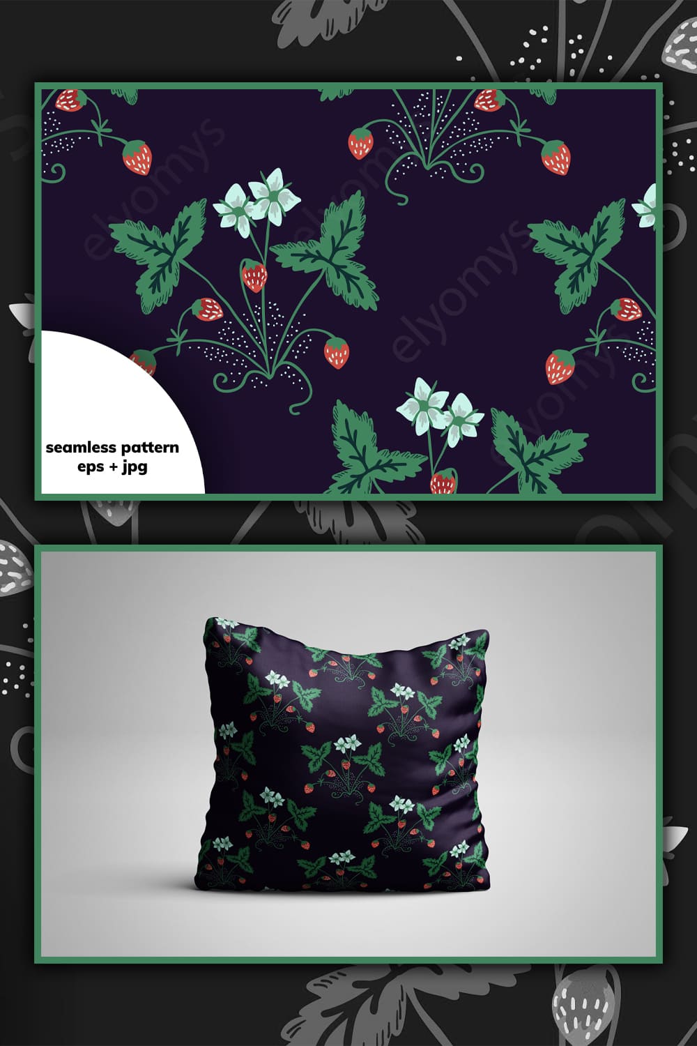 Seamless Strawberry Pattern - pinterest image preview.