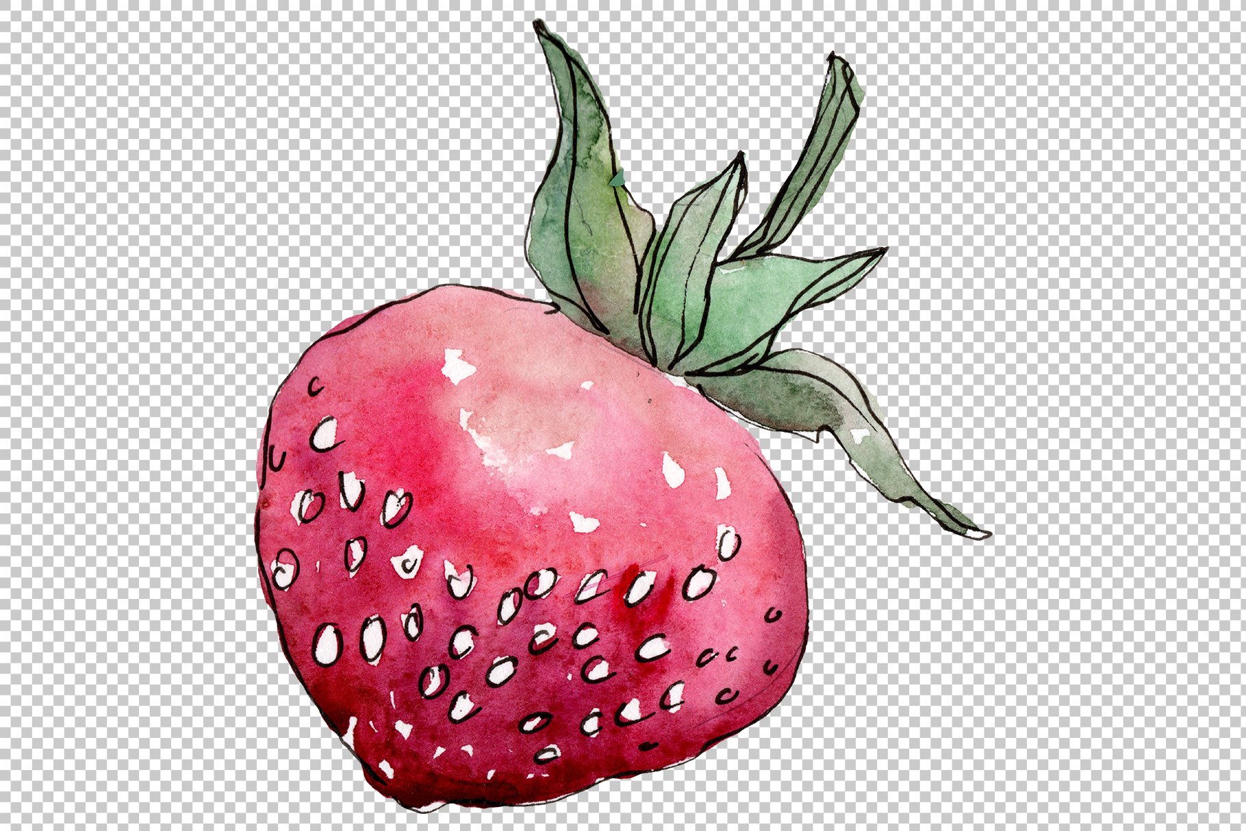 So big watercolor strawberry.