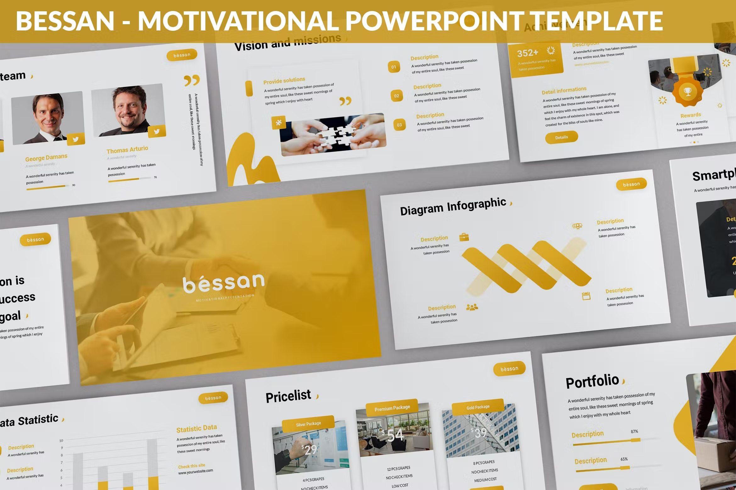 Cool yellow template for the presentation with the simple and understandable design.