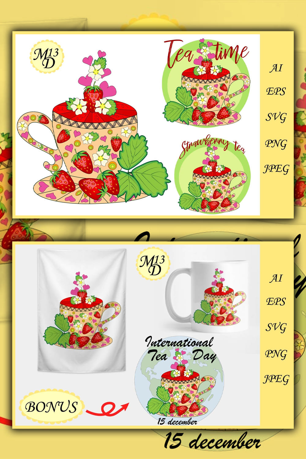 Strawberry tea - pinterest image preview.