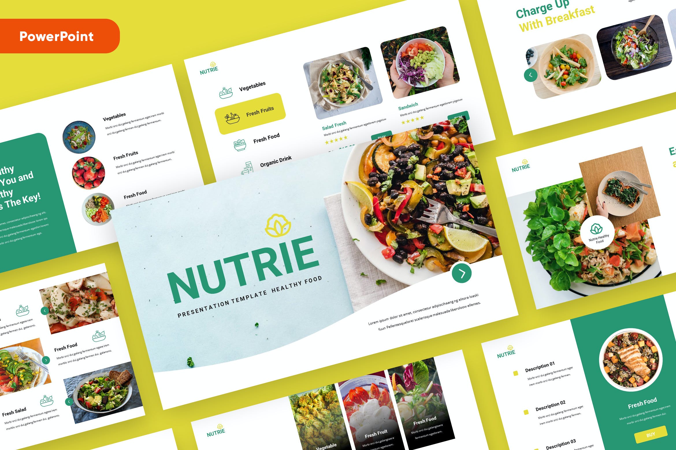Cover image of NUTRIE - Healthy Food Powerpoint Template.