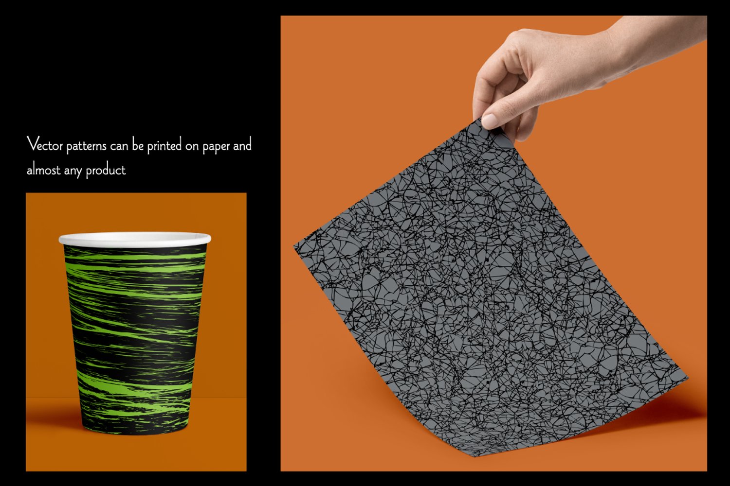 Vector patterns can be printed on paper and almost any product.