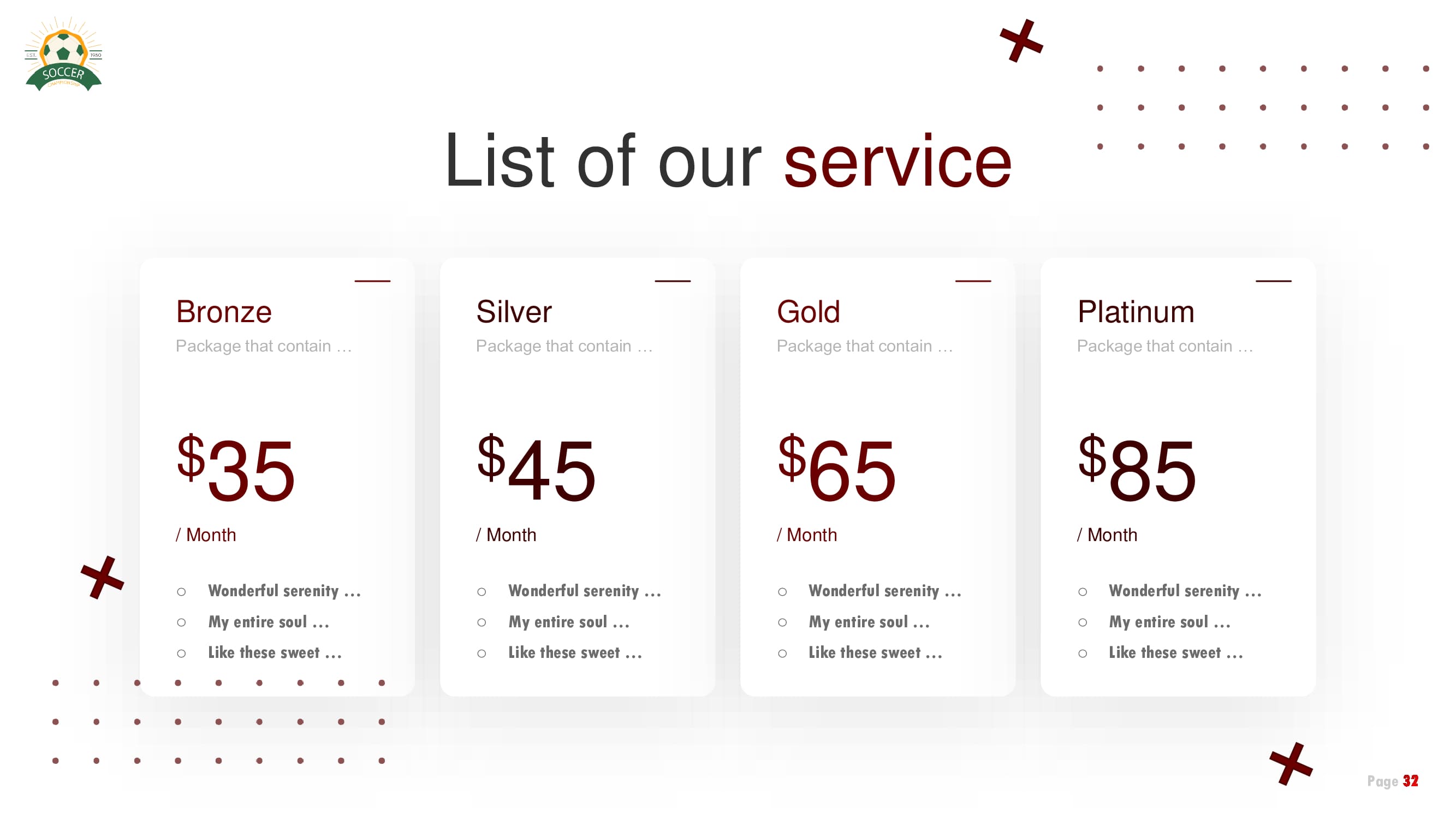 White minimalist slide for list of your service with 4 paid packages.