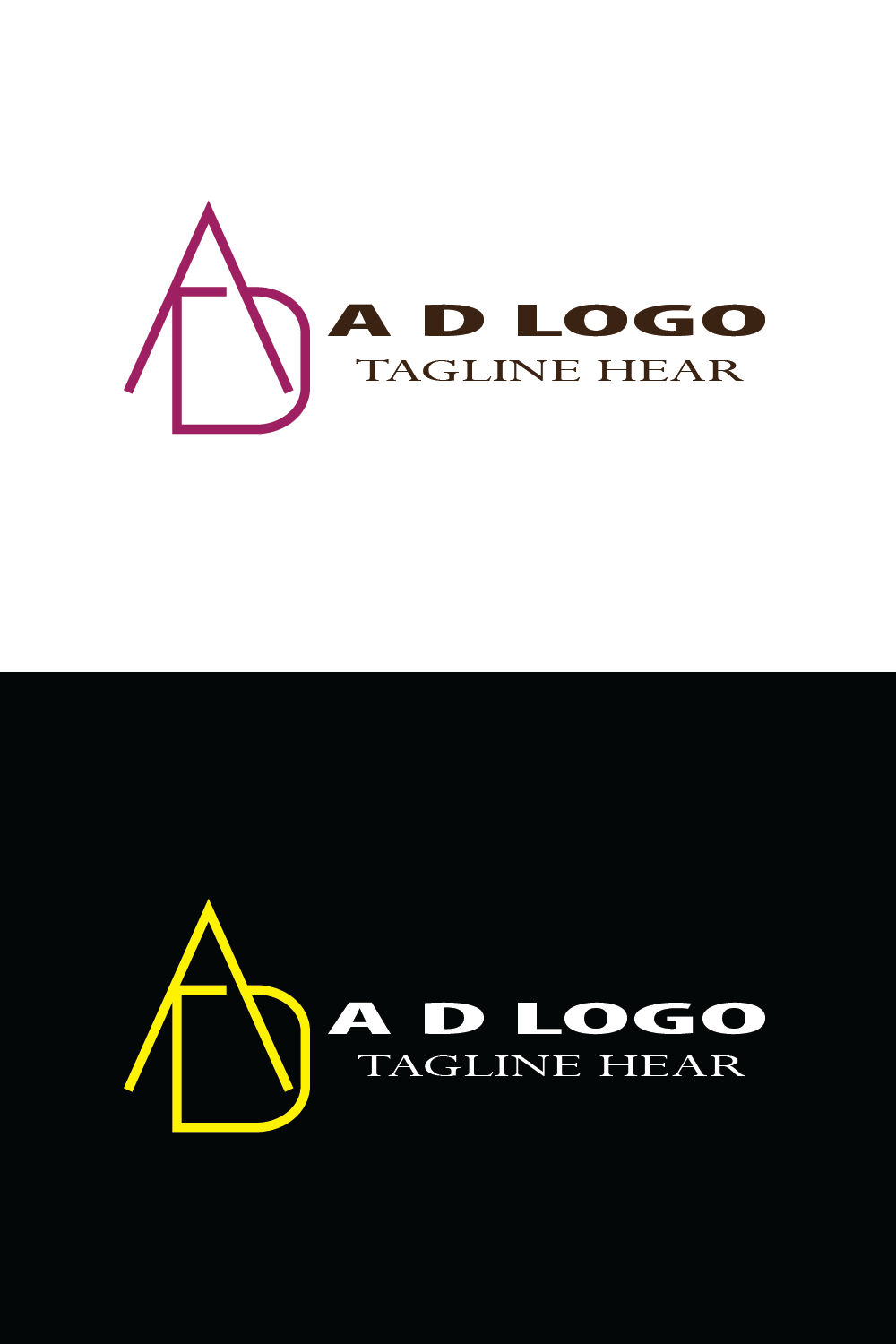 Minimalist A & D Letters Logo Pinterest image.