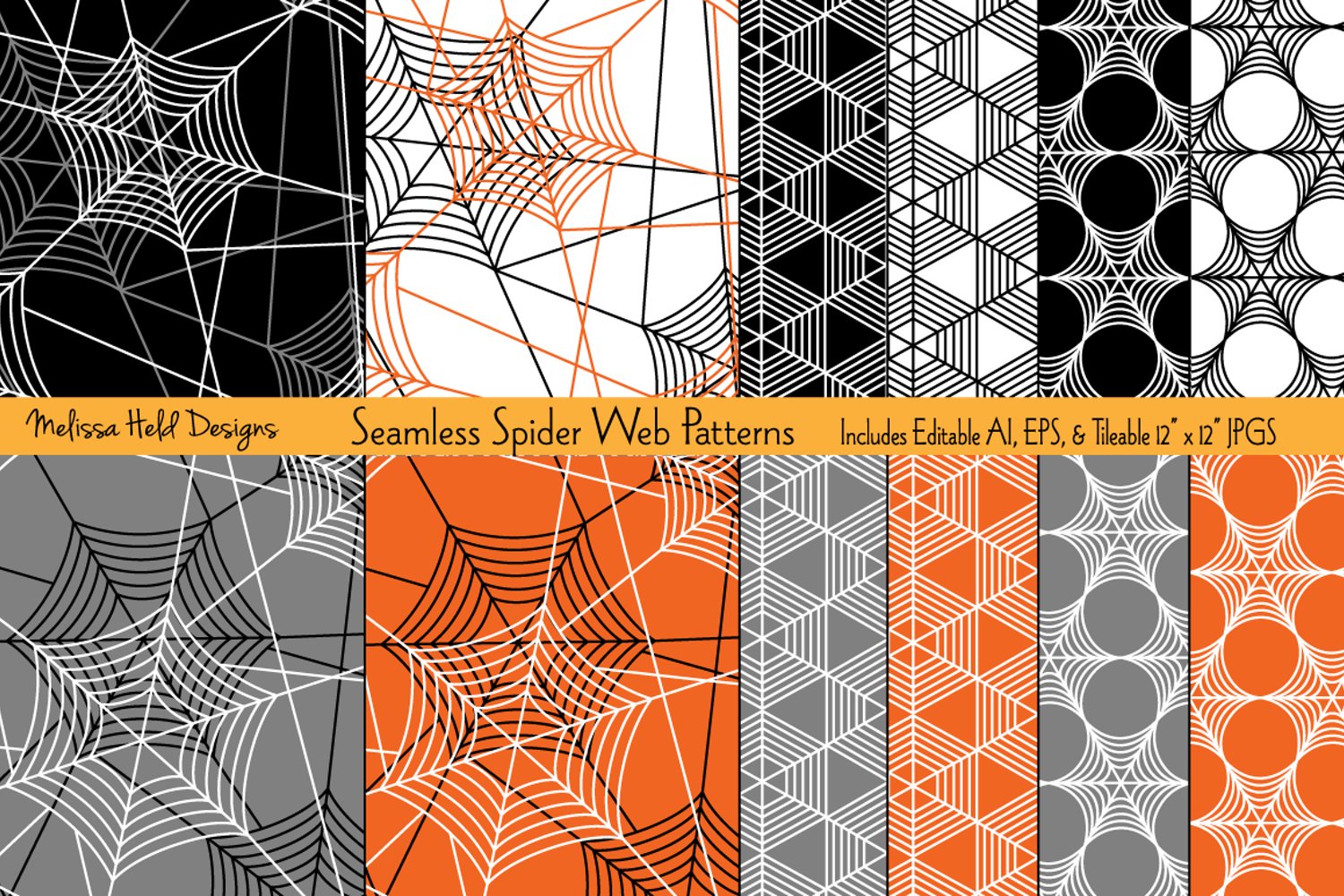 Cover image of Seamless Halloween Spider Web Patterns.