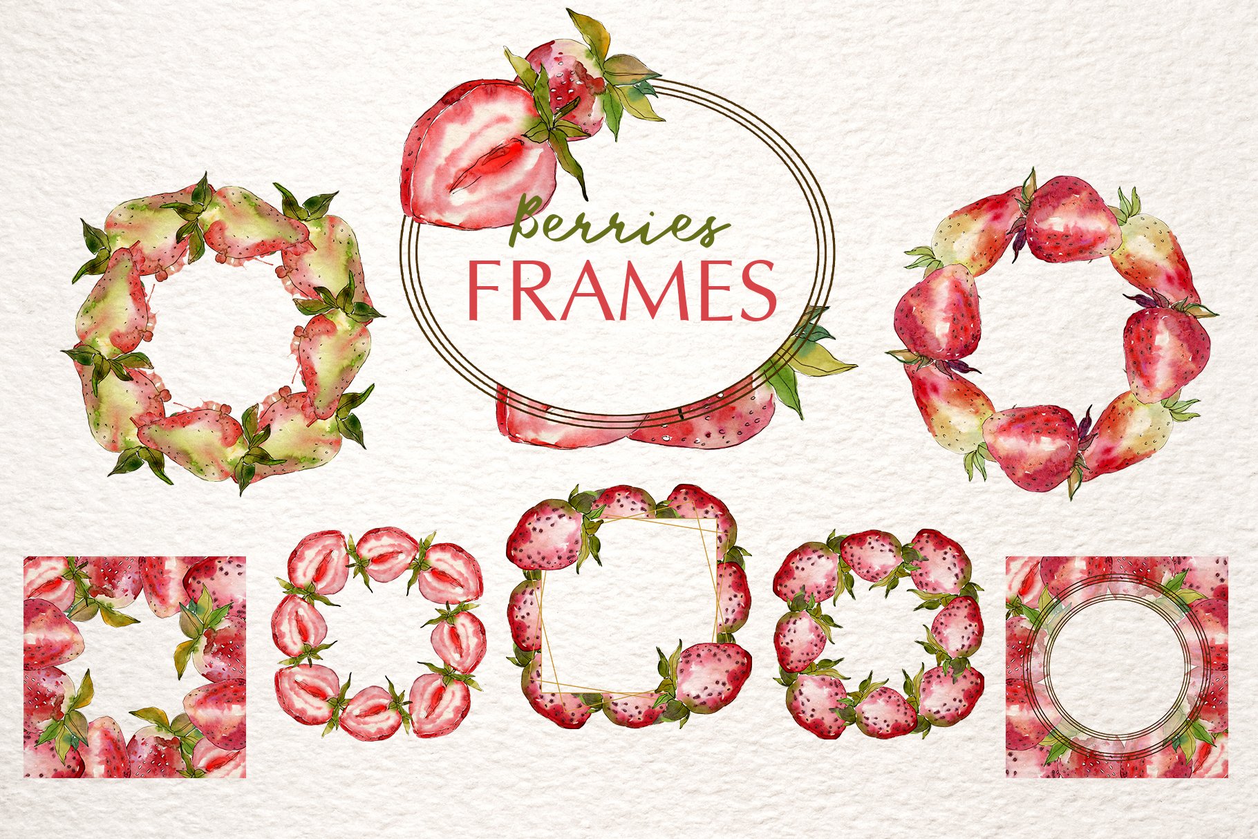 Diverse of the strawberries frames.