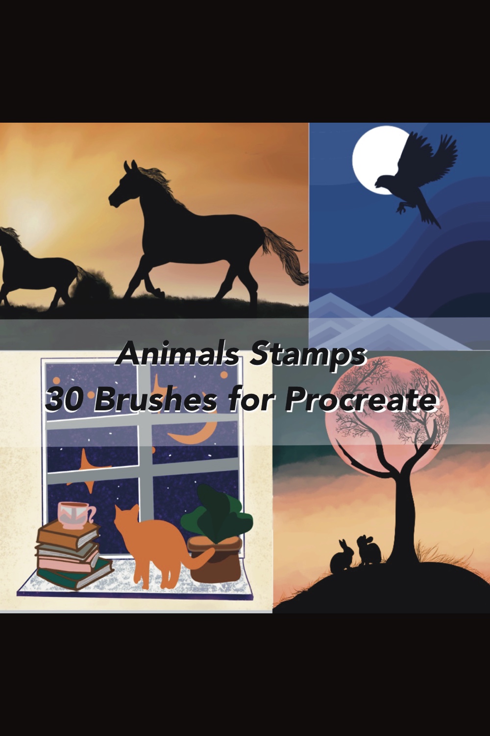 Animals Stamps 30 Brushes for Procreate - pinterest image preview.