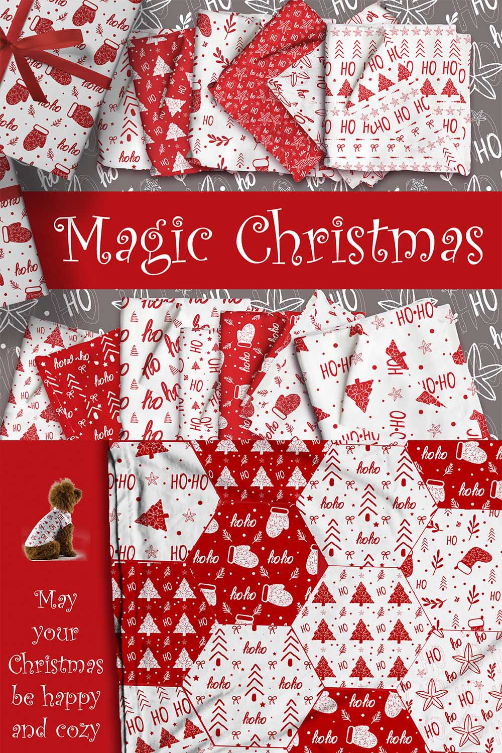 Magic Christmas Digital Paper Set Design pinterest image.
