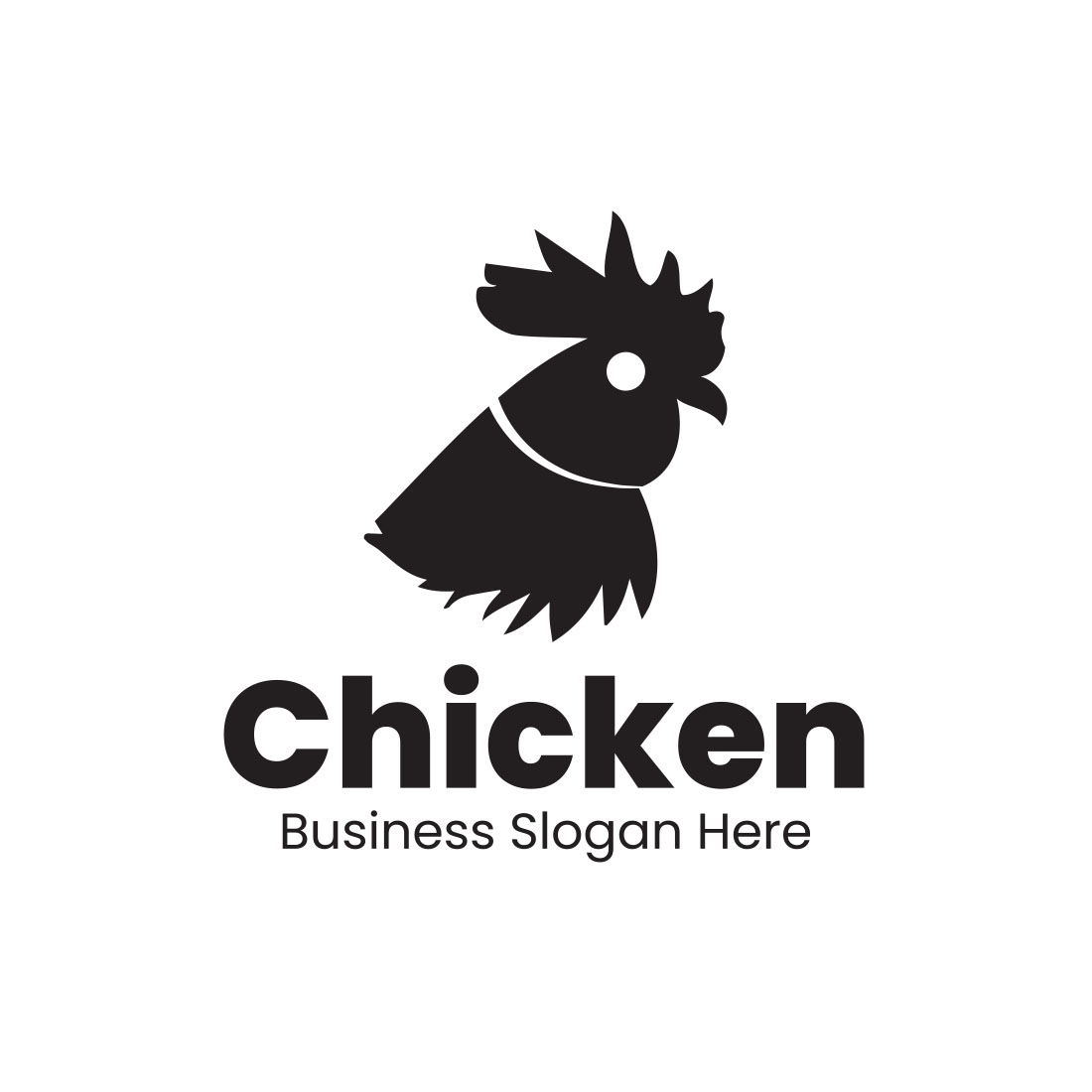 Black Chicken Logo Design Tempate preview image.