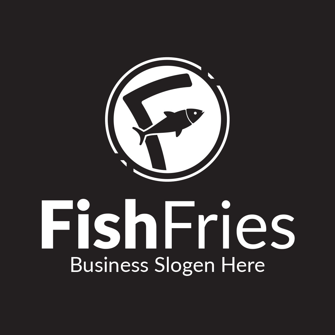 Fish F Letter Logo White Design preview image.