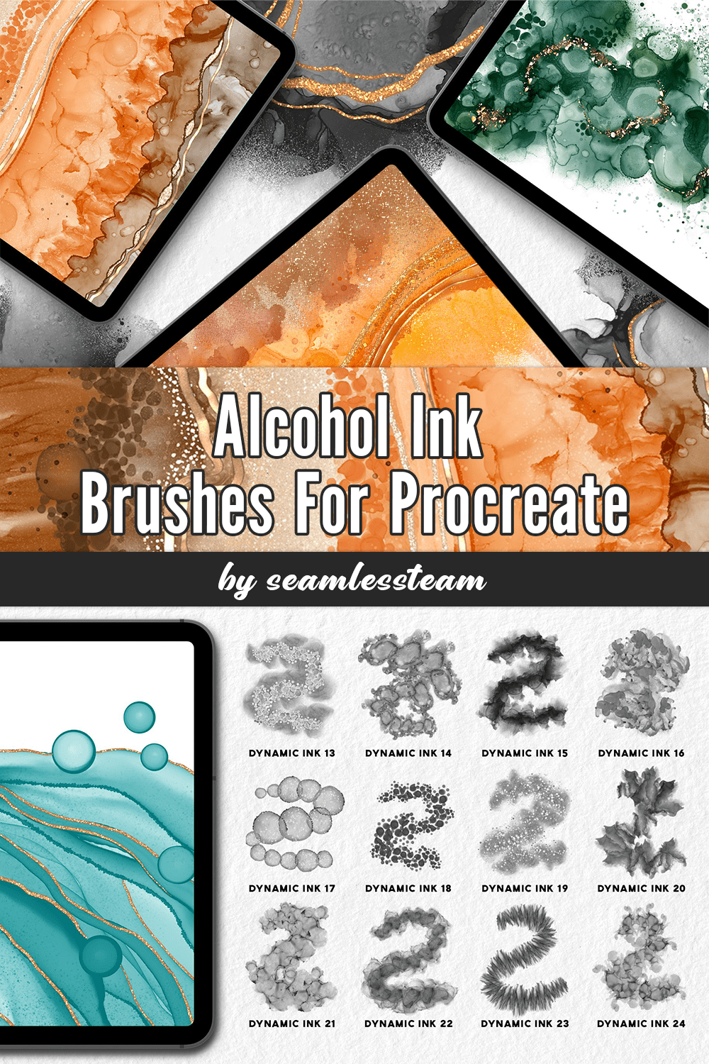 Alcohol Ink Brushes For Procreate - pinterest image preview.