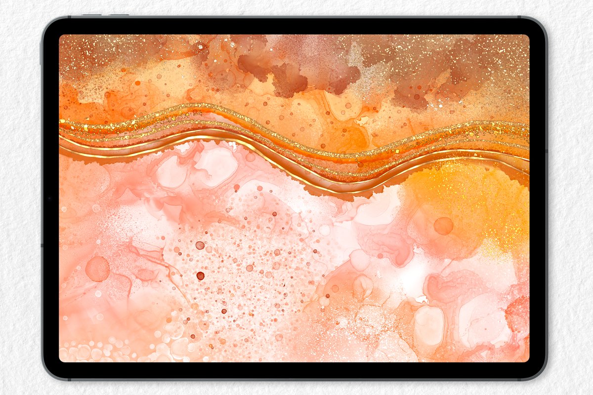 Alcohol ink brushes - tablet mockup.