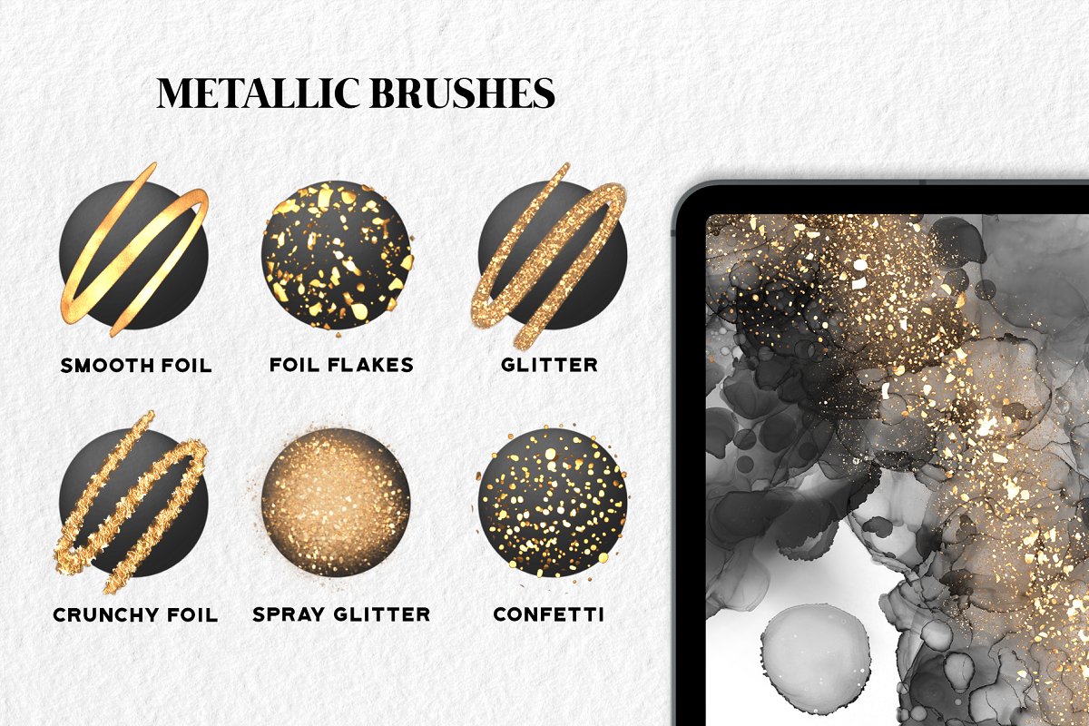 Use these metallic brushes for your paintings.