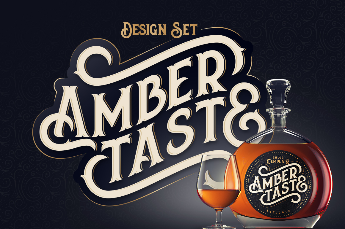 Cover image of Amber Taste Font, Label, Mockup.