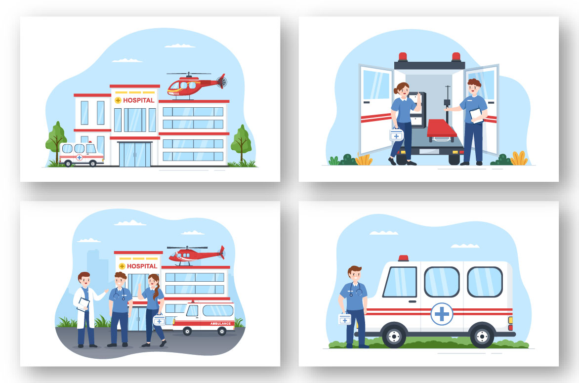 Cartoon Medical Vehicle Ambulance Car Design preview image.