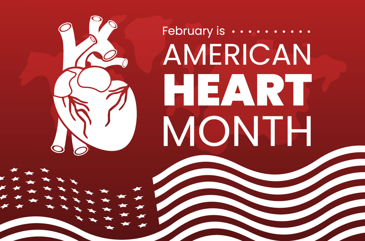 Cartoon American Heart Month Graphics preview image.