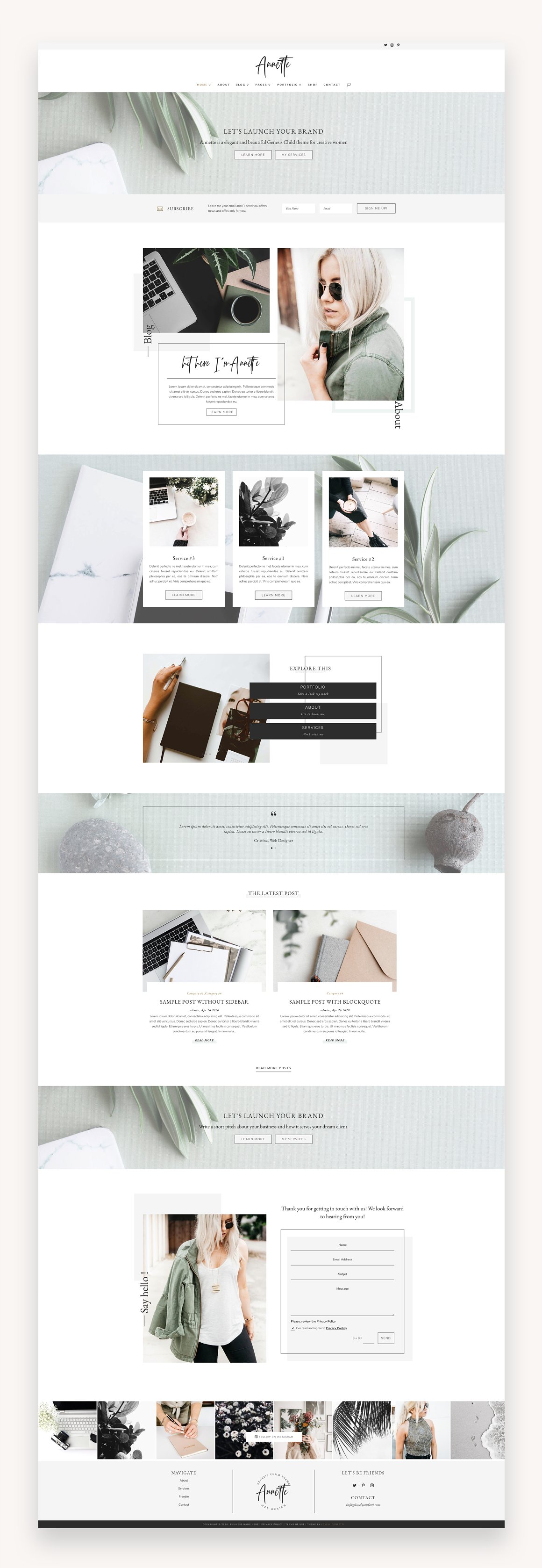 Site in web version of annettepro business divi child theme.