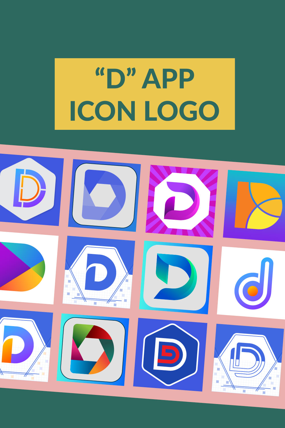 Premium Set of "D" App Icon - pinterest image preview.
