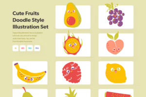 Colorful fruits collection.