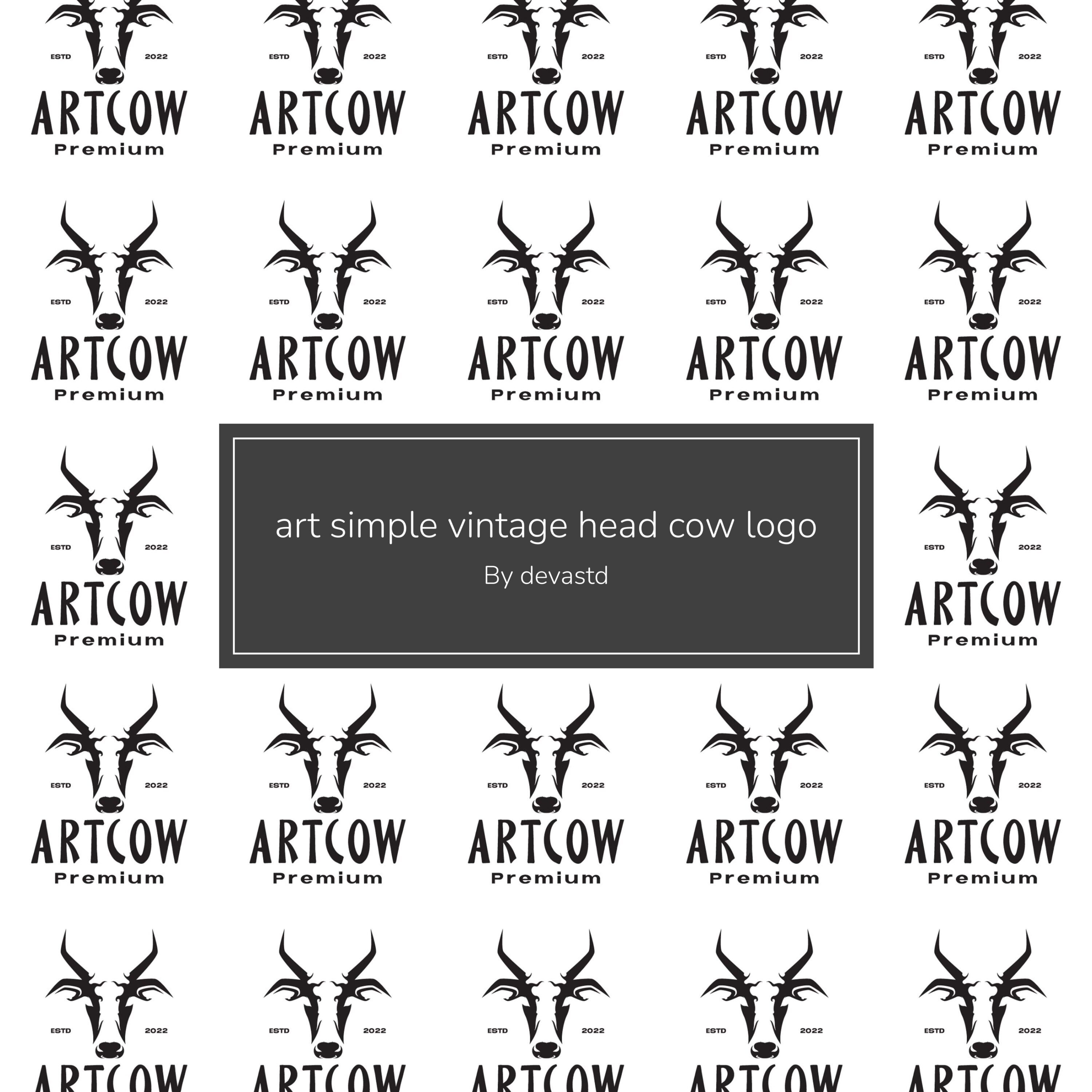 art simple vintage head cow logo.