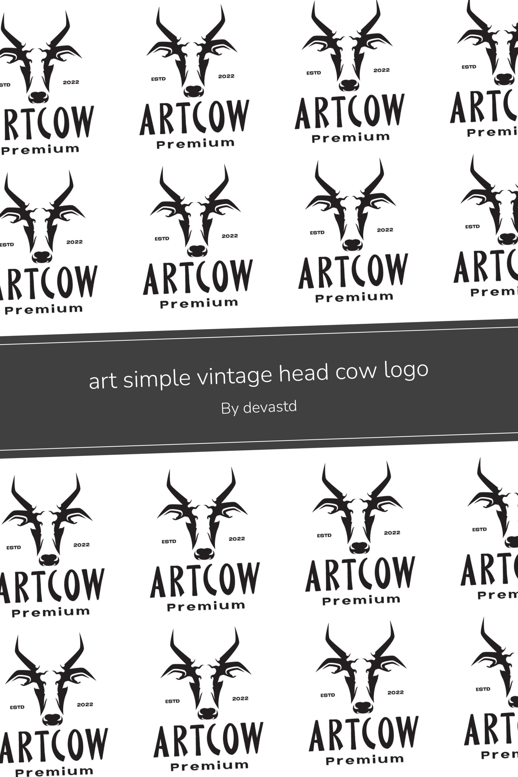 art simple vintage head cow logo 03 696