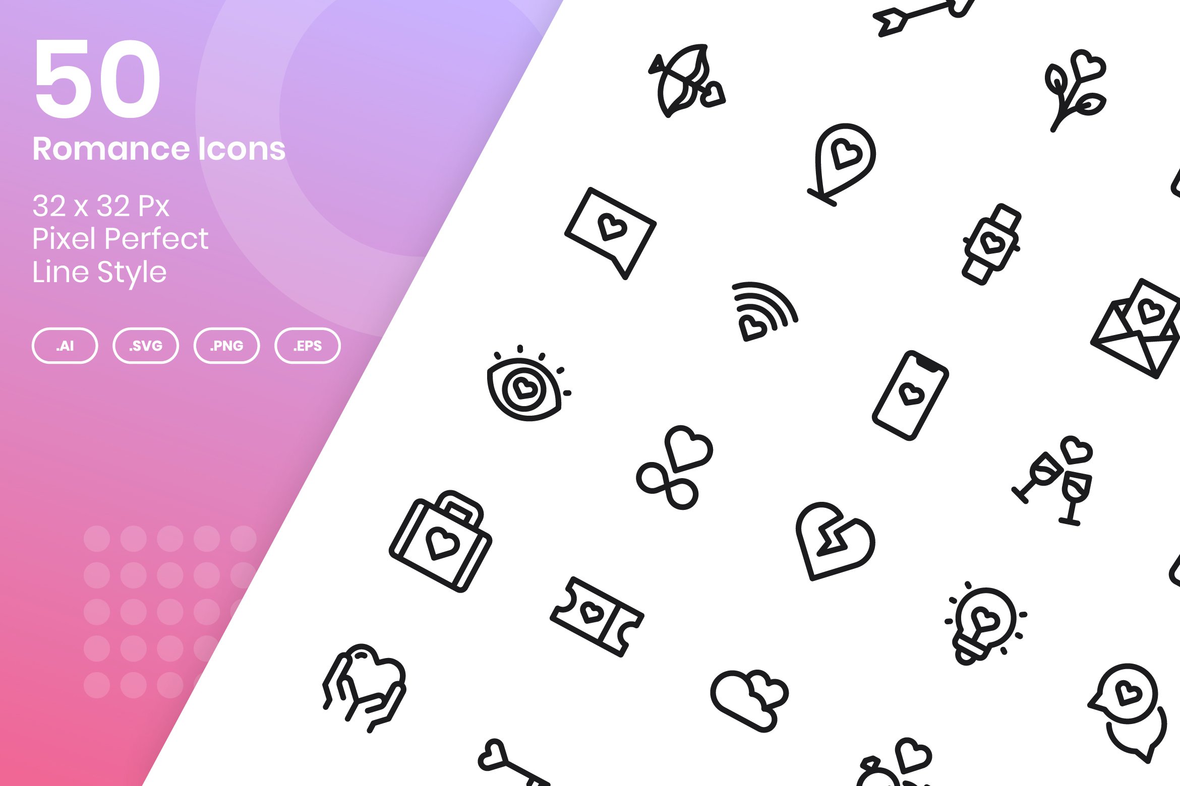 Big line icons collection for your love illustration.