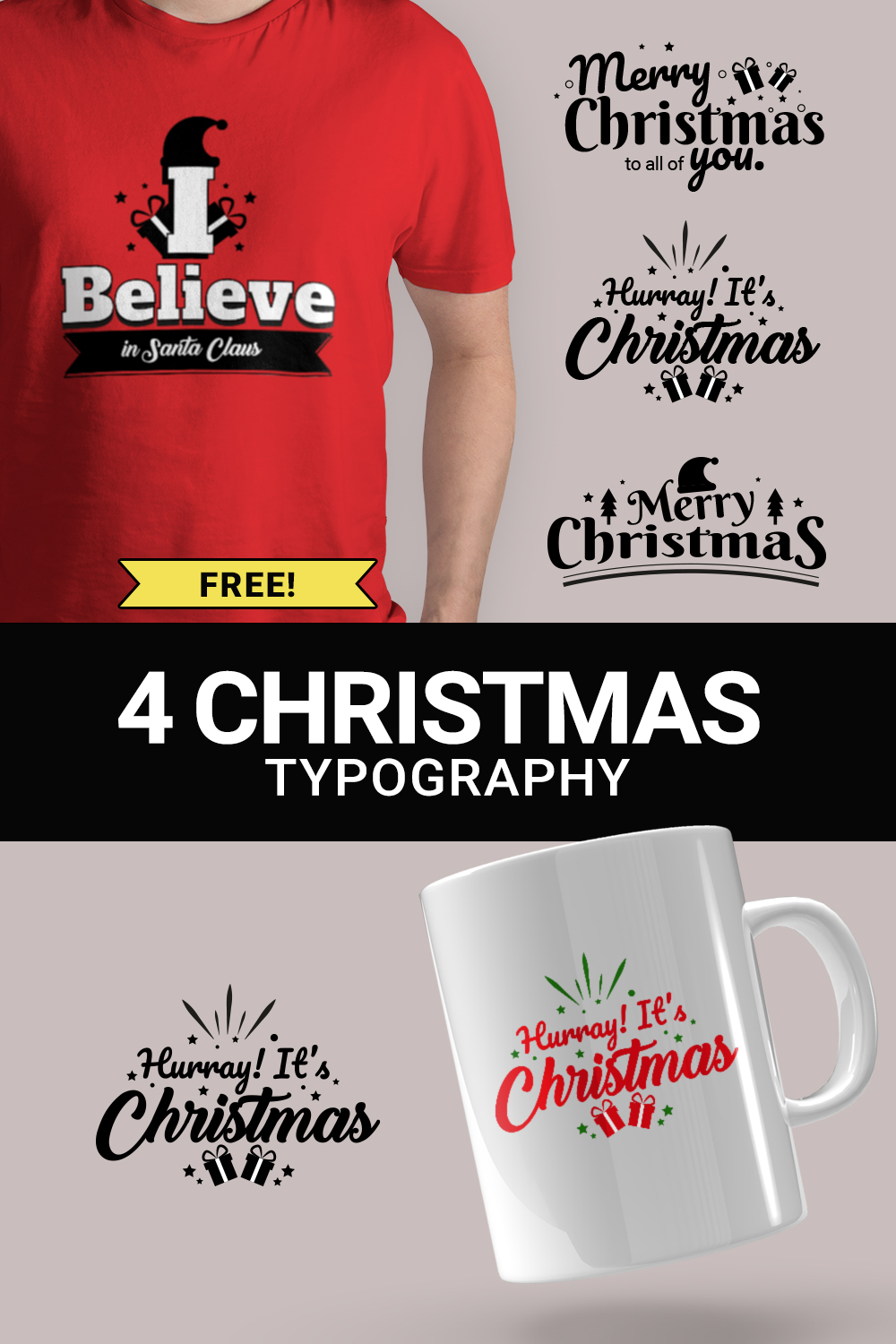 Christmas Typography Design pinterest image.