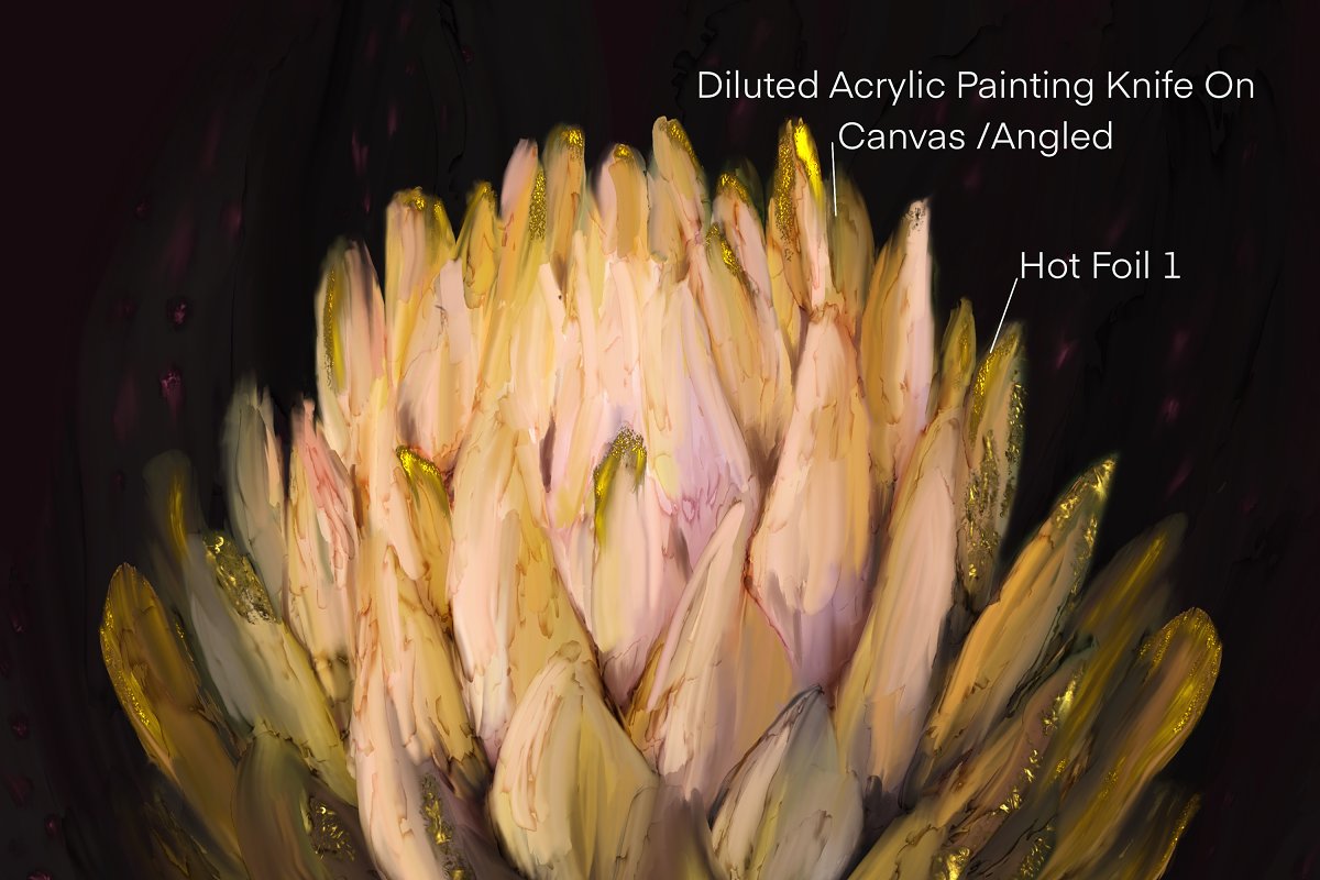 Colorful artichoke painted with acrylic brush set.