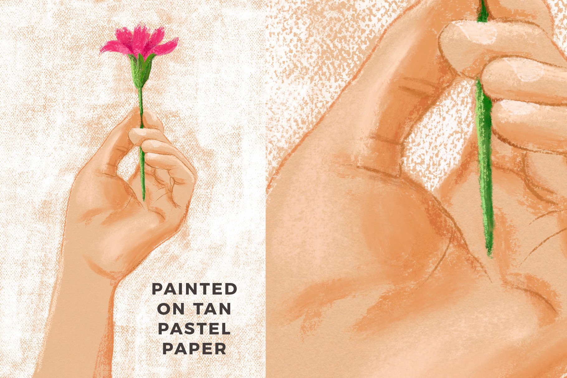 Delicate clipart with a flower in a hand.