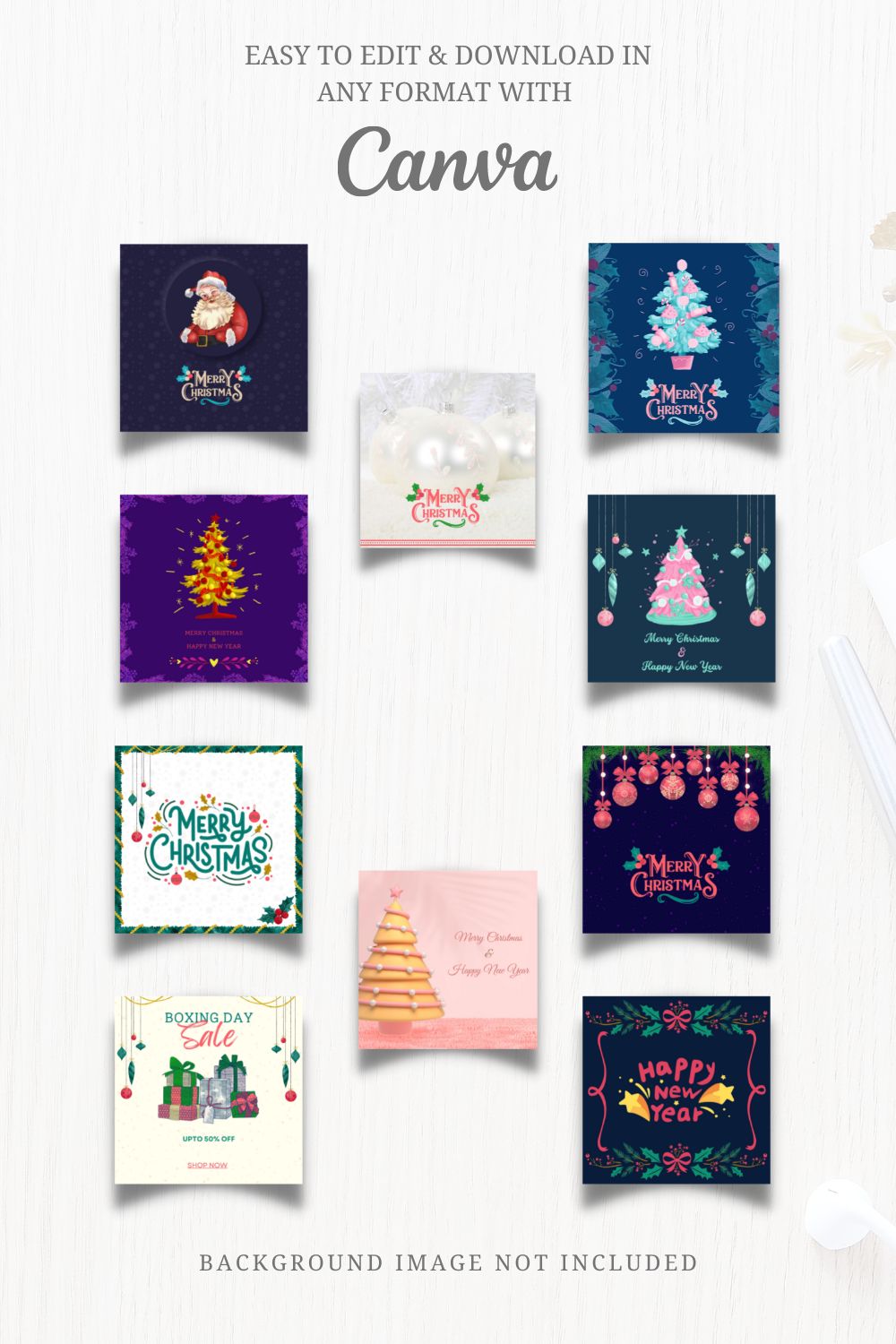 Christmas, New Year & Boxing Day Templates - pinterest image preview.