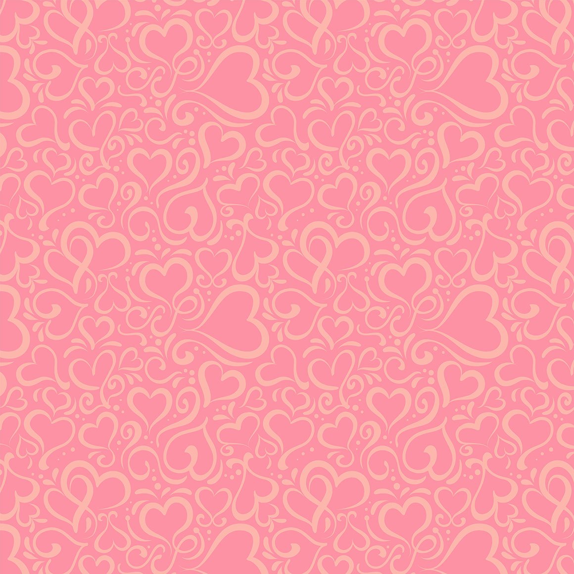 Stylish outline hearts on a pink background.